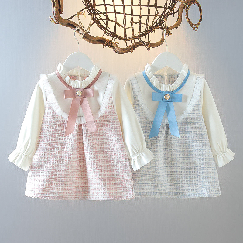 Baby Clothing Korea - فستان جديد للفتيات الصغيرات بنمط مربعات