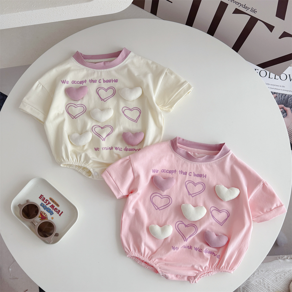 Baby Clothing Korea - رومبير مثلثي الشكل بلون واحد وطبعة