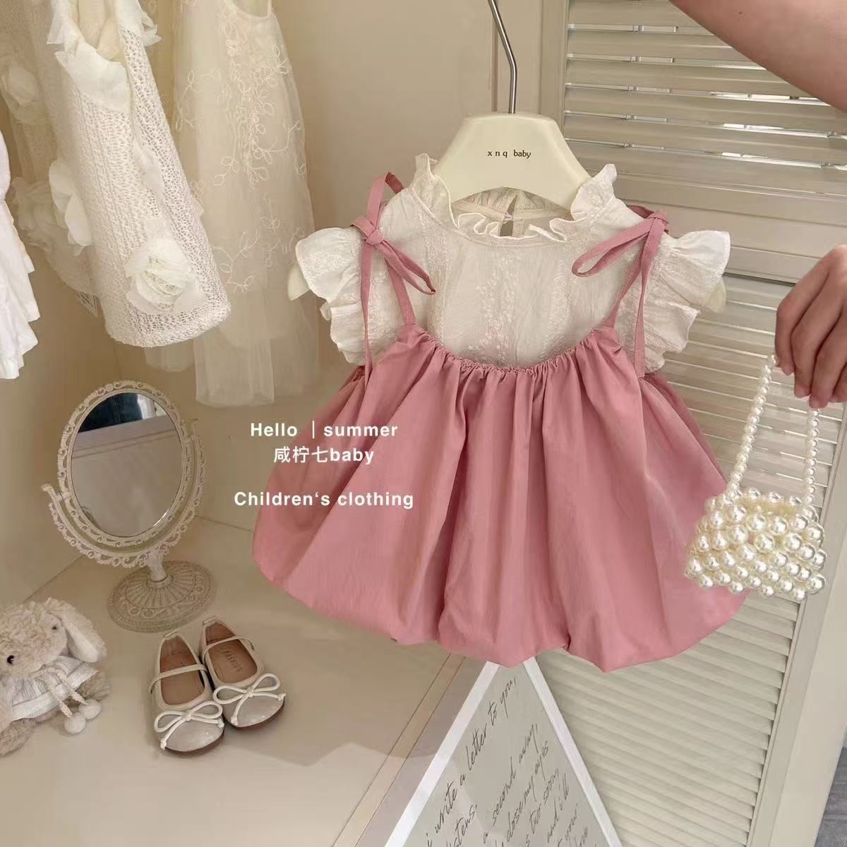 طقم فستان بحمالات للفتيات الصغ - مراجعة Baby Clothing Korea وسعره